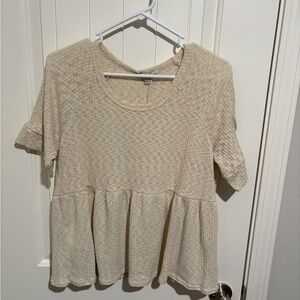 Women's Peplum Cream Short Sleeve Top